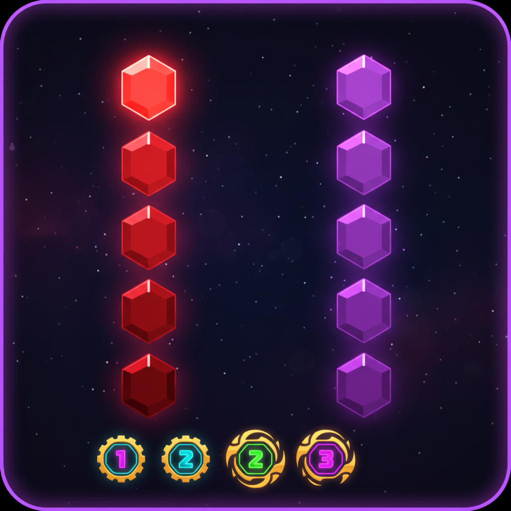 Edelstein-Level von dunkel bis hell leuchtend